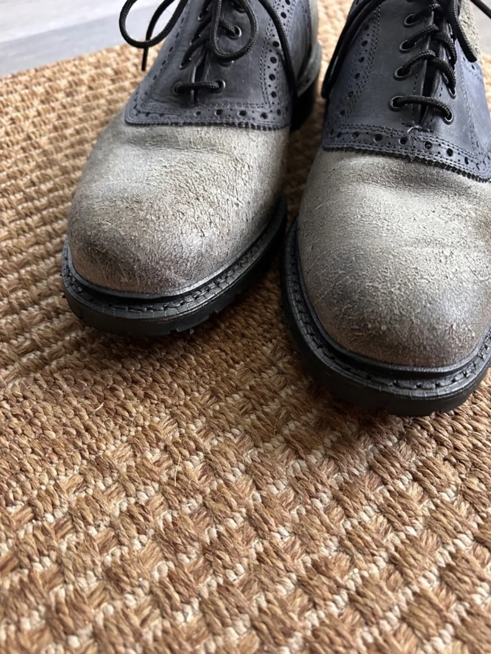 Allen Edmonds Pierpont gray blue leather dress saddle shoes 10D nwob new